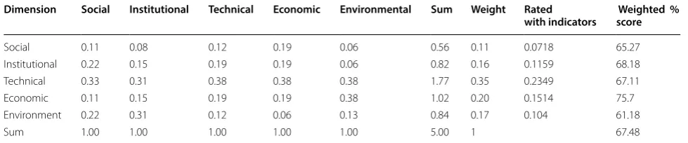 Table 2 Pairwise comparison of sustainability dimensions