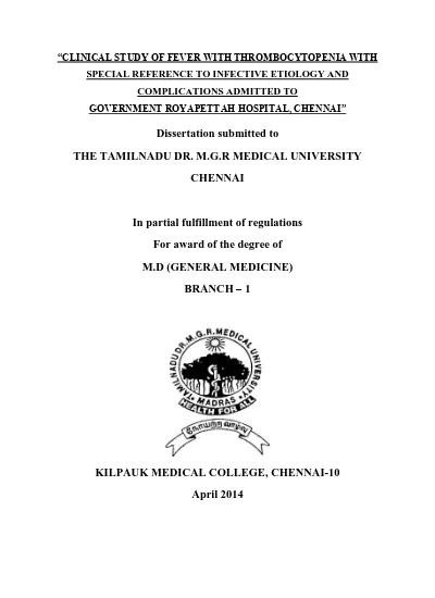 Clinical study of Fever with Thrombocytopenia with special reference to ...