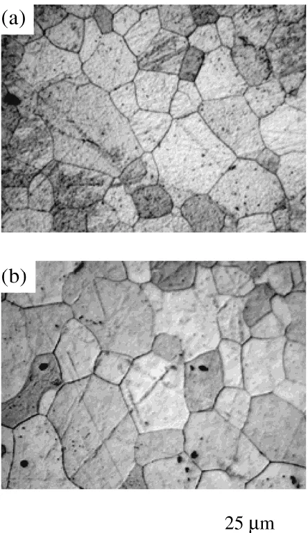Table 1The grain size of the as-rolled specimens and the annealed speci-mens by single roller drive rolling and by normal rolling.
