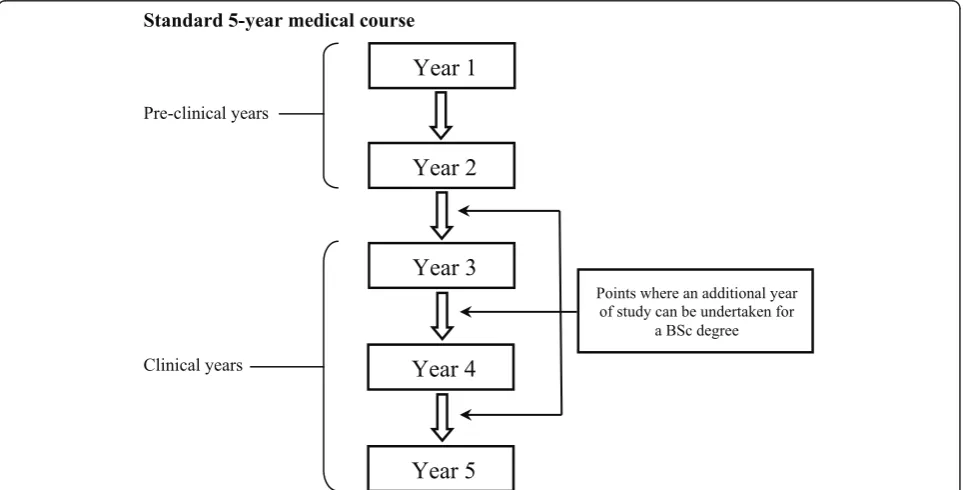 Figure 1 Standard 5-year medical course. Each box represents a separate year of study
