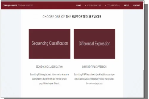 Figure 1 The interface when users navigate the website. Users can click either on       ‘Sequencing Classification’ or ‘Differential Expression’ to proceed to the next     step.