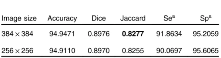 Table 1 Evaluation results with different input sizes