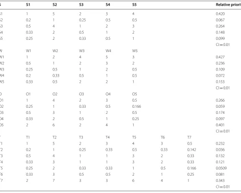 Table 4 Relative priority of each SWOT sub-factors