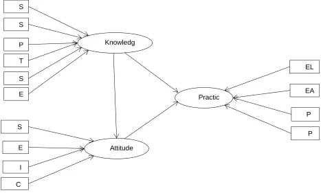 Figure 4:  Path diagram depicting the knowledge, attitude and practices regarding dengue model