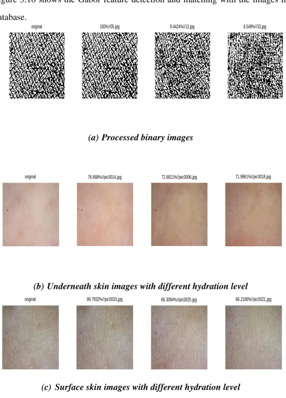 Figure 3.16 shows the Gabor feature detection and matching with the images in  database