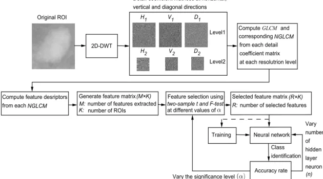 Figure 2.1: Block diagram of proposed scheme using 2D-DWT and GLCM.