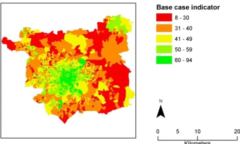 Figure 4. Model output based on the outputs of the hybrid spatial microsimulation method:  