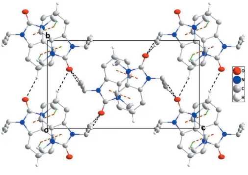 Figure 2A partial packing diagram viewed along the a-axis direction with C—