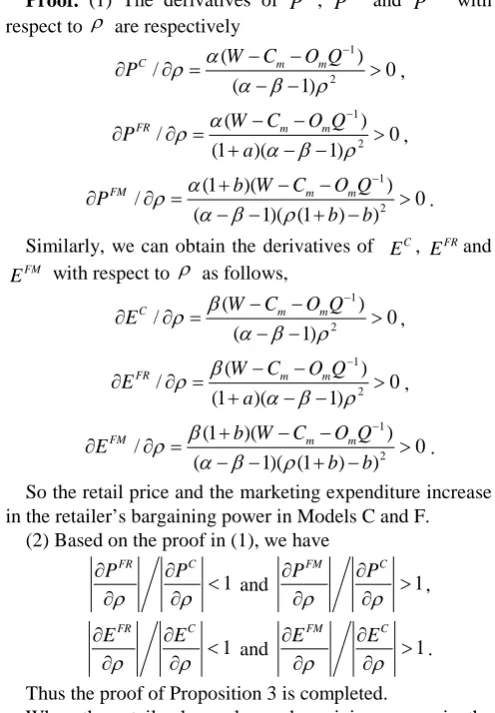 Table A.1 corresponds to the case with a=0C (i.e. pure cooperative supply chain). Similarly, in Model , that is, Model FM (i.e