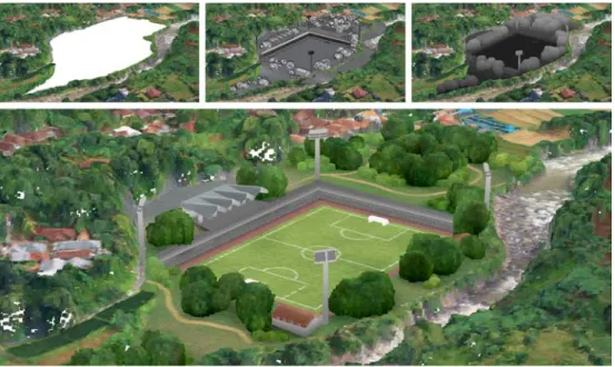 Fig. 5:  The area to be modified is extracted and replaced with a simple surface model
