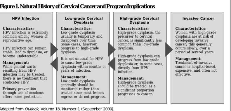 Figure 1. Natural History of Cervical Cancer and Program Implications