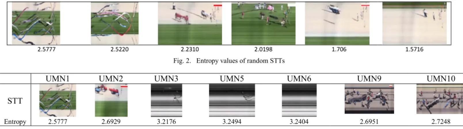 Fig. 3.  Results of Selected Target STTs’ Information Entropy values  However, when directly applied to a test video database as 