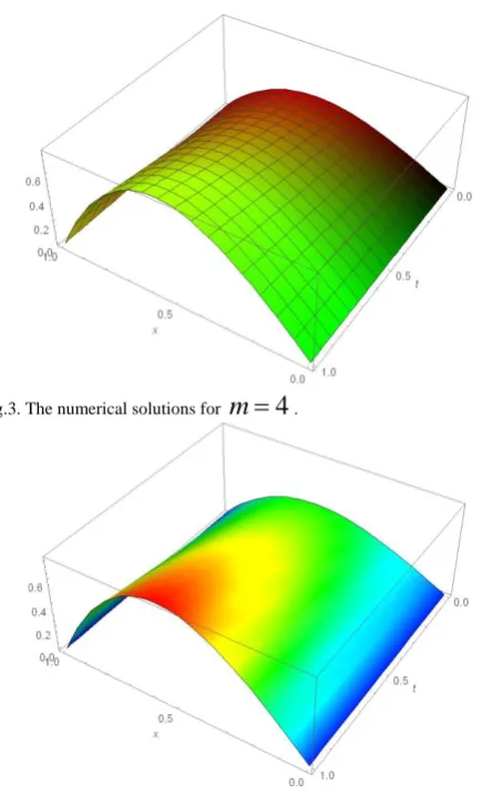 Fig.4. The exact solution. The absolute errors between the exact solution and the 
