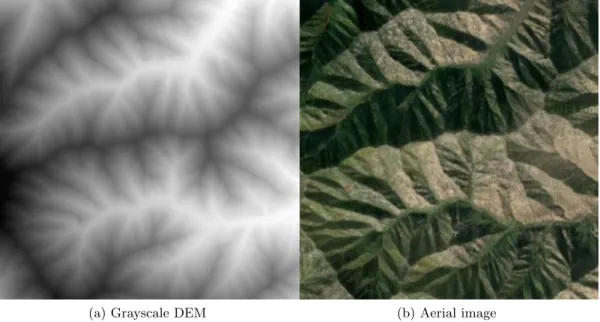Figure 2.2: DEM of Kings Peak area in Utah. The DEM data in Fig. 2.2a can be found at http://nationalmap.gov/elevation.html