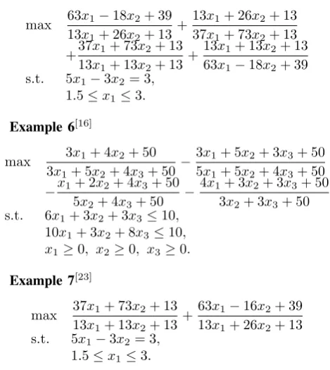 TABLE I: Computational results of Examples 1-7