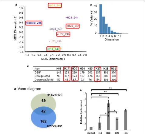 Fig. 2 Overview of gene expression among yeast strains engineered for increased lipid production and cellular lipid content