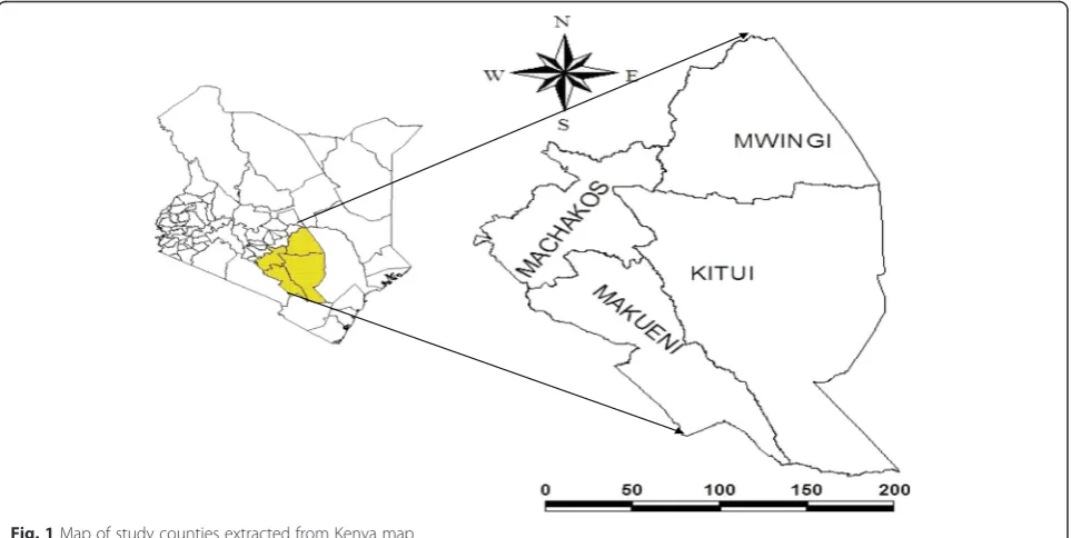 Fig. 1 Map of study counties extracted from Kenya map