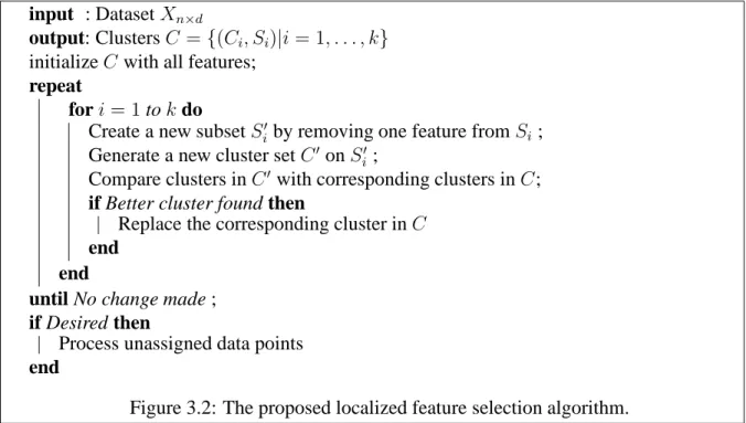 Figure 3.2: The proposed localized feature selection algorithm.