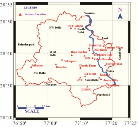 Figure 2. Map showing the location of instruments along the Himalayan belt.  