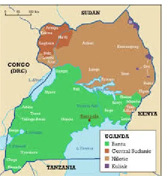 Figure 1. Ethno-linguistic Map of Uganda showing major Language Classifications 