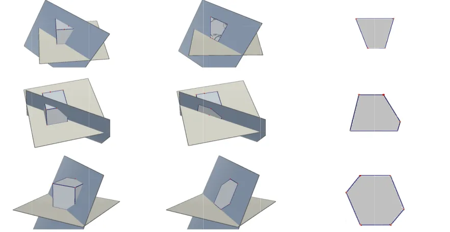 Figure 113. Examples oof Cabri 3D drrawings of the prospective teeachers for the intersection off cube and planne