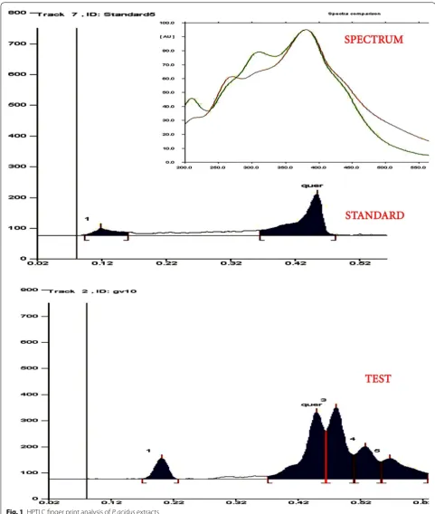 Fig. 1 HPTLC finger print analysis of P. acidus extracts