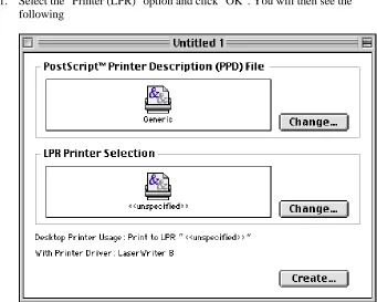 Figure 3 Selecting LPR Printing