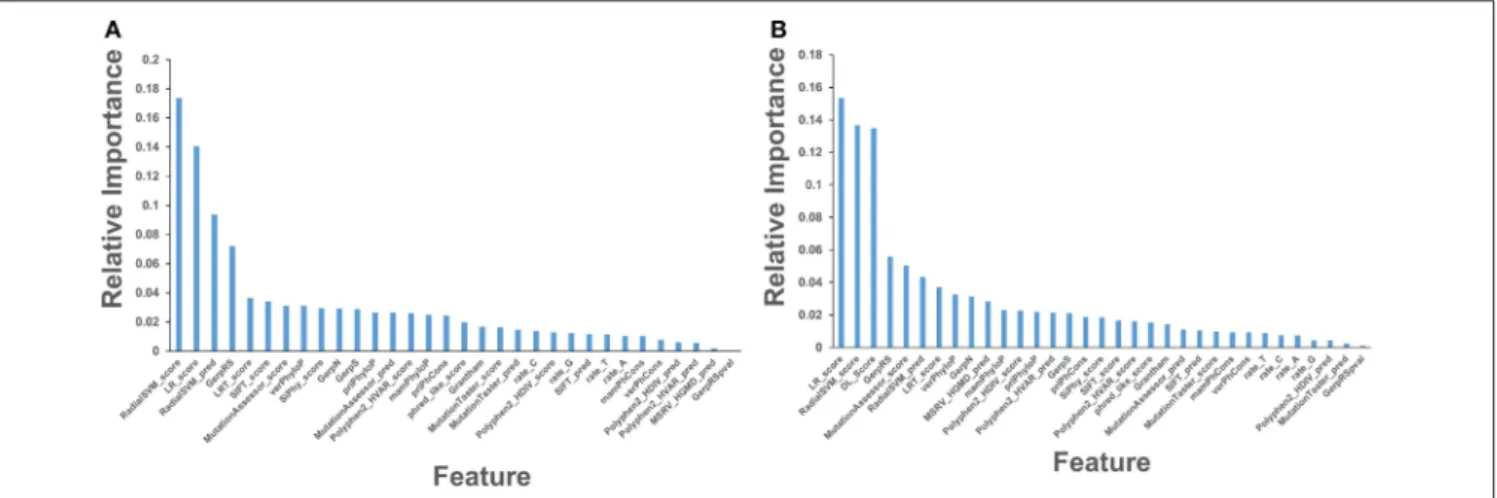 FIGURE 4 | Feature importance of the RF machine learning model on the cancer mutation dataset