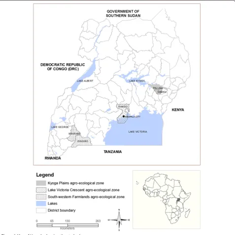 Figure 1 Map of Uganda showing the study sites.