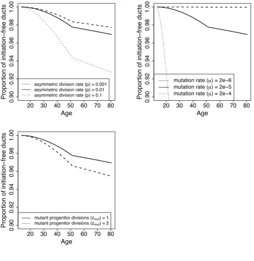 Figure 2.5: Effect of parameter variation on cancer initiation in nulliparous simulations (continued)