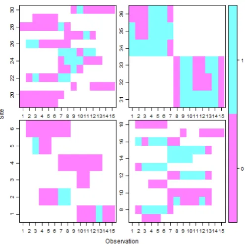 Figure 5.3: The operational history, and the detection/non-detection history of tigerprey