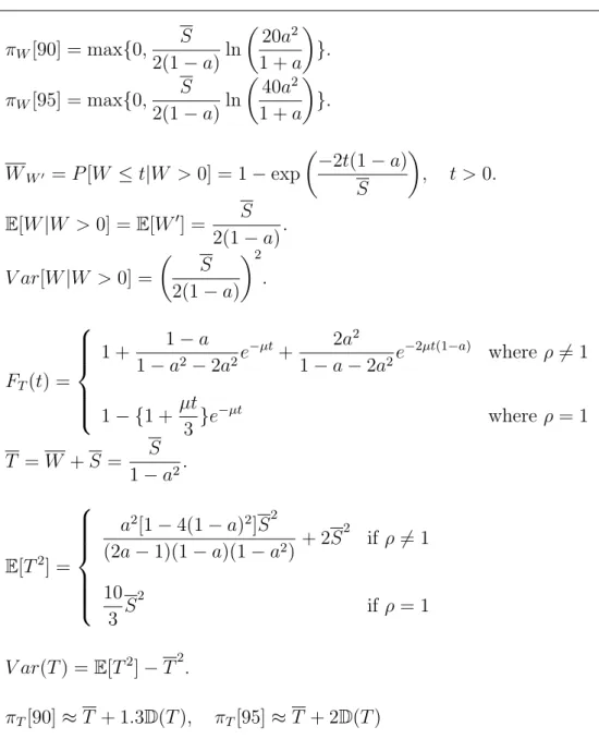 Table 6. M/M/2 Queueing System (continued) π W [90] = max{0, S 2(1 − a) ln  20a 2 1 + a  }