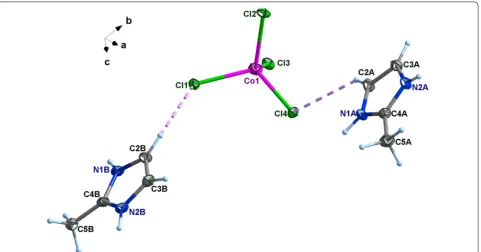 Fig. 2 A view of the asymmetric unit cell of 1. Displacement ellipsoids for non–H atoms are presented at the 50% probability level