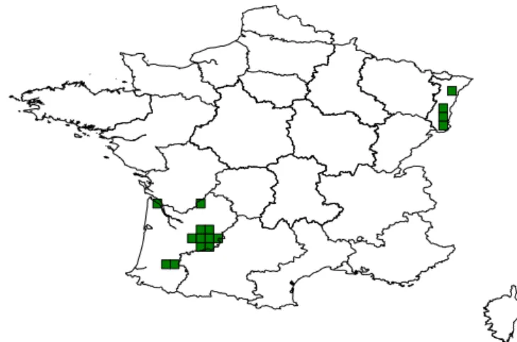 Fig. 5 E-OBS grid cells where the aggregated harvest area is > = 20 %
