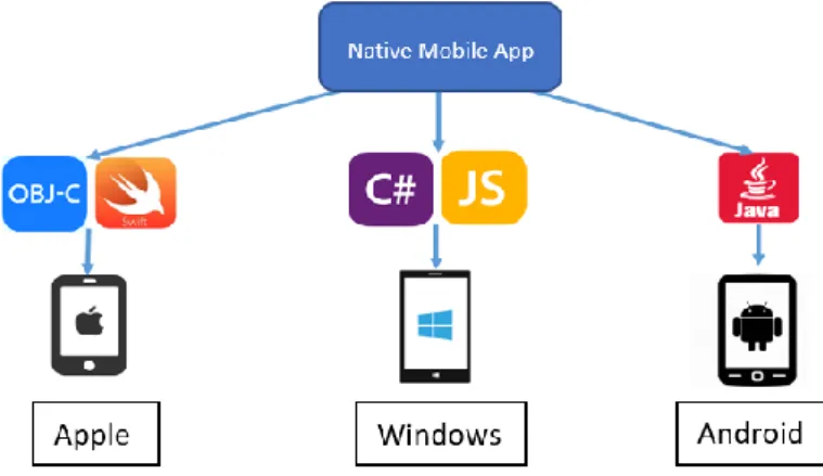 Figure 5: Examples of programming languages and their supported mobile platforms. 