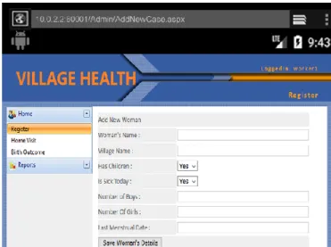 Figure 6 illustrates the Web apps’ case registration and navigation interfaces (Please see  Appendix B for the Web based Village Health app interfaces)
