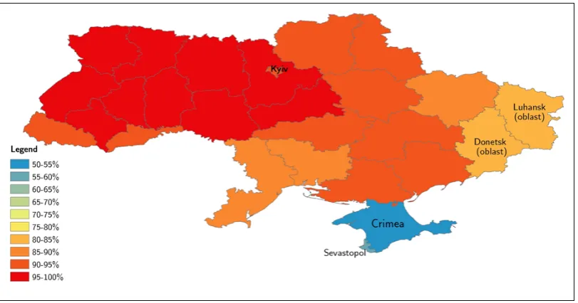 Figure 3.3: Support for Ukrainian Independence from Soviet Union in December 1991 Referendum