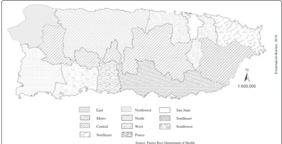 Fig. 1 Map of Puerto Rico government health insurance regions, 1997