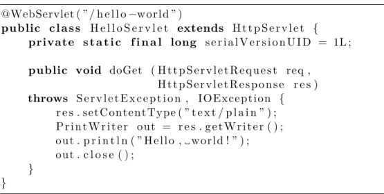 Figure 1.2: Servlet code fragment example