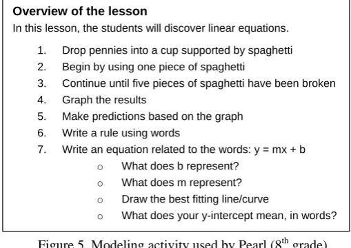 Figure 5. Modeling activity used by Pearl (8th grade) 