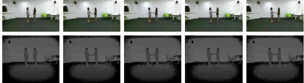 Figure 3.3: Example of RGB and depth frames from the NTU RGB+D Dataset.
