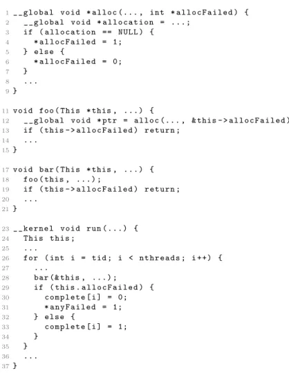 Figure 3.7 : Code structure used to enable kernel abort on allocation failure.