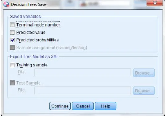 Figure 3.9  The option to save predicted probabilities in Decision Trees model 