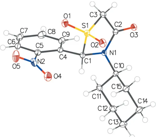 Figure 2The molecular structure of 2 with displacement ellipsoids drawn at the