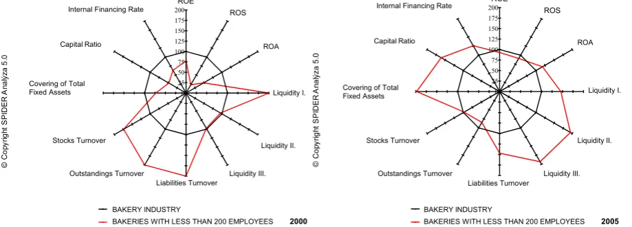 Figure 3. The position of the bakeries with 200–499 employees within the bakery industry in 2000 and 200�