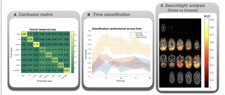 FIGURE 4 | Results for the classification analysis of the Haxby et al. (2001) fMRI data