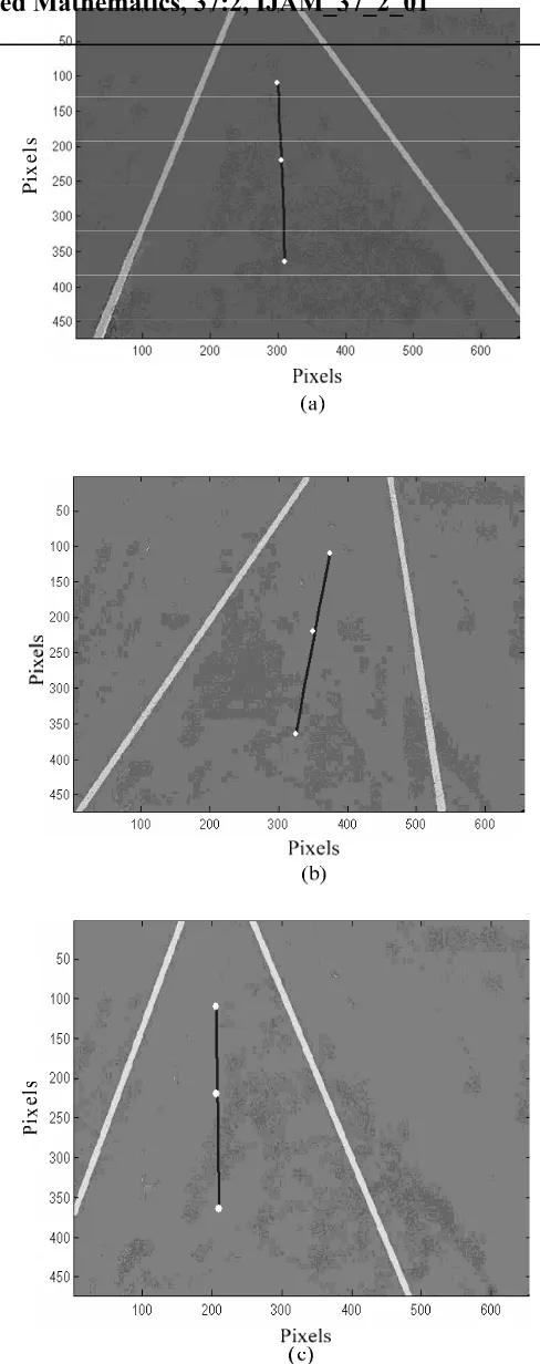 Fig. 4  Shows the simulation result of the tracking algorithm for straight road boundaries 