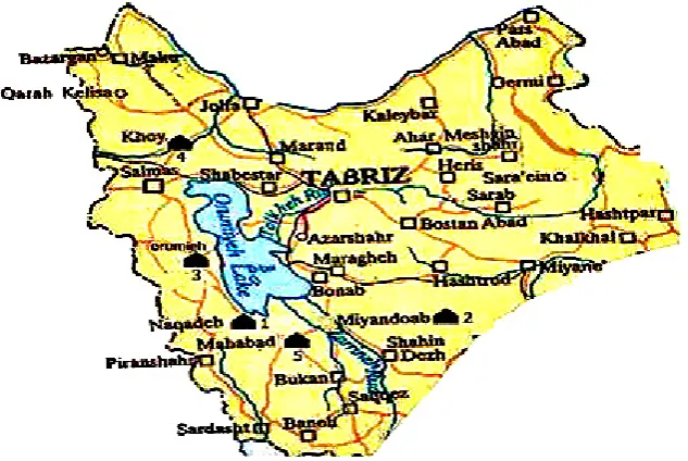 Figure 1. The locations of the selected cities with ranks on the real map