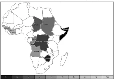 Figure 1: Map of Africa with the results of aggregate indicators for the quality of governance