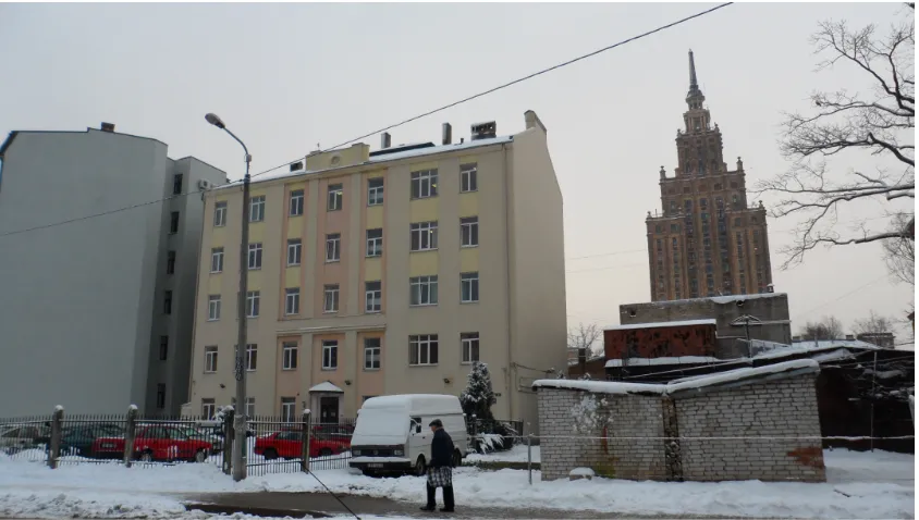 Figure 5. The Riga unemployment office building in the Moscow district, with the Science Academy in the background